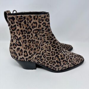Ash Future Leopard Suede Ankle Boots Western Pull On Brown Size EU 38, US 7